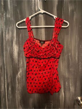 Bwear Red Floral Ruched Camisole